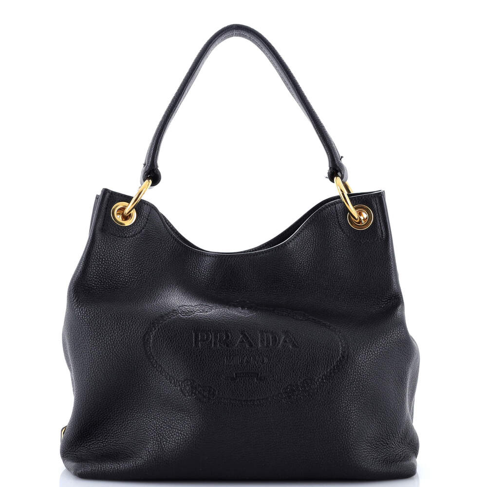 Prada Logo Hobo Embossed Vitello Daino #252914P12B